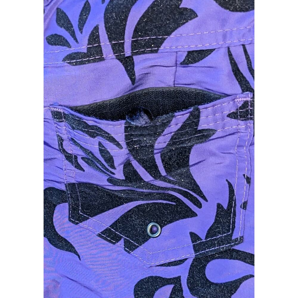 Y2K Hurley Sparkle Board Shorts 7 Juniors Purple Tropical Black Velvet Burnout - Picture 6 of 9